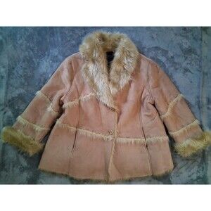 Tally-Ho Outerwear Tan Faux Suede Jacket Coat Women's Size 2X